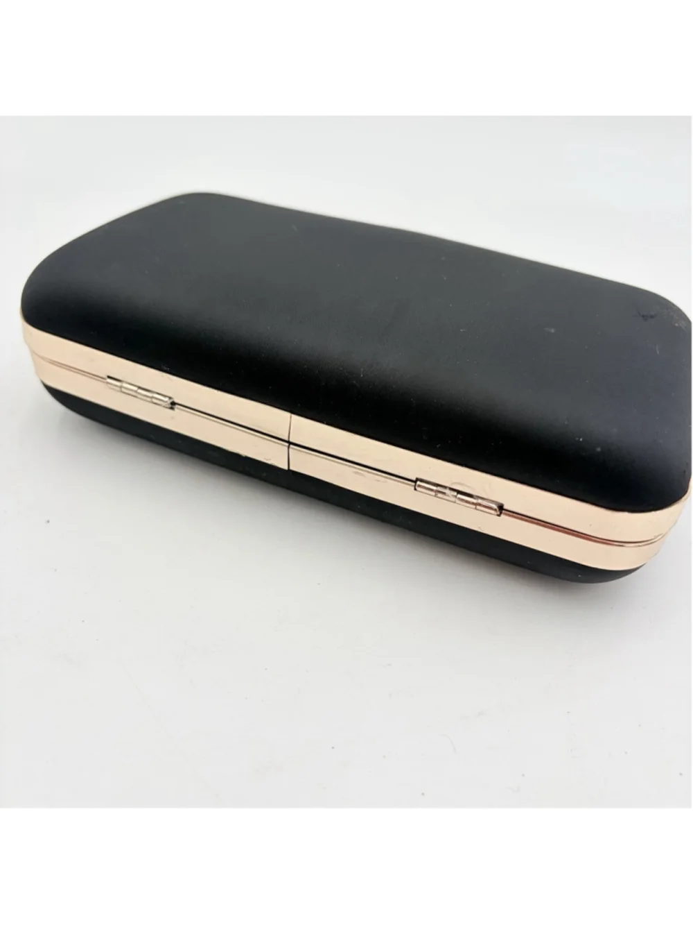 GIORGIO ARMANI PARFUMS Hard Case CLUTCH Black Gold Tone Evening Bag